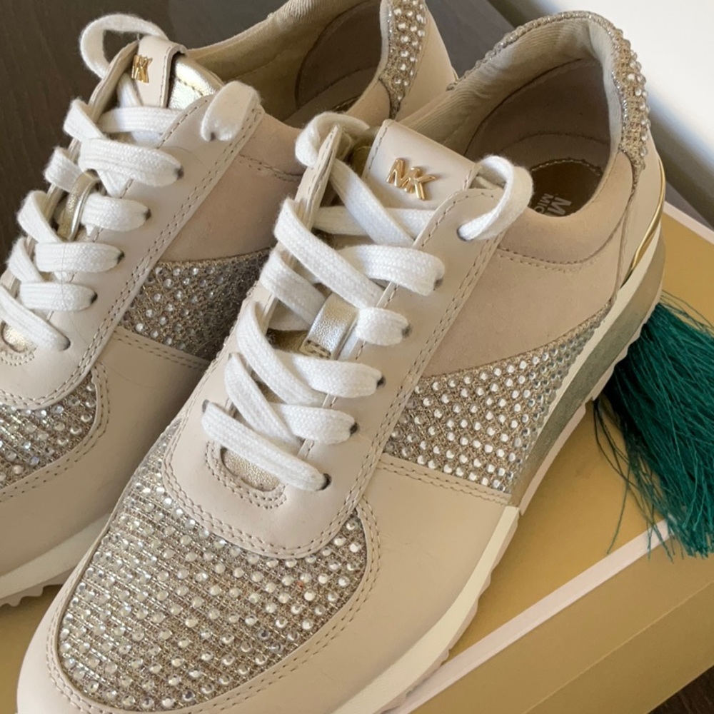 Michael Kors Pale Gold Rhinestone Sneaker size 7.5